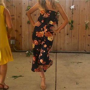 Navy Floral Jumpsuit S